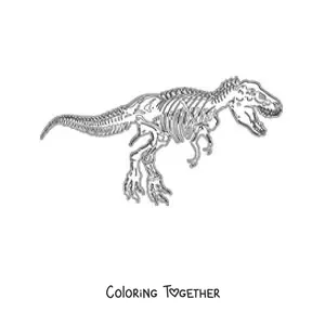 Coloring page of a skeleton of a Tyrannosaurus rex