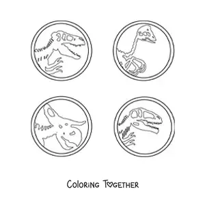 Coloring page of dinosaur fossils