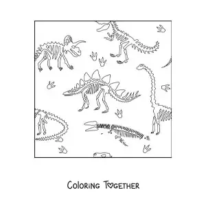 Coloring page of dinosaur bones