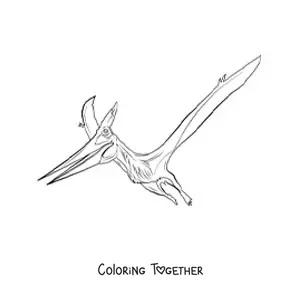 Coloring page of a realistic pterodactyl