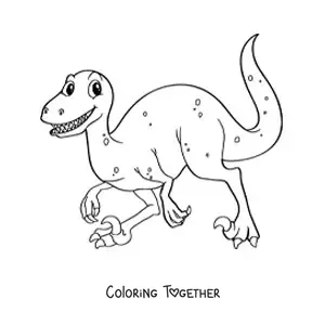 Coloring page of an animated velociraptor