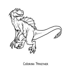 Coloring page of a large velociraptor