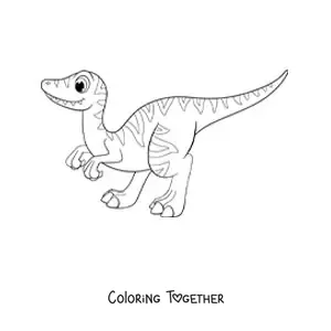 Coloring page of a cute velociraptor