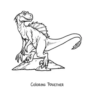 Coloring page of a scary velociraptor