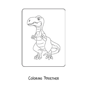 Coloring page of a large animated velociraptor