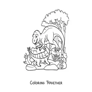 Coloring page of a carnivorous dinosaur vs a herbivorous one