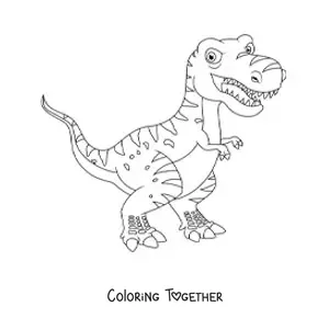 Coloring page of a large animated carnivorous dinosaur