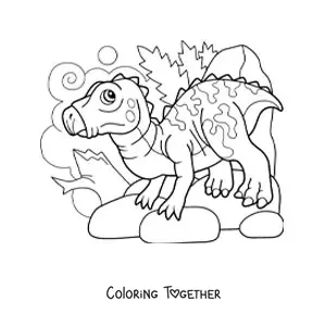 Coloring page of a baby bipedal carnivorous dinosaur