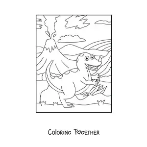 Coloring page of an animated carnivorous land dinosaur