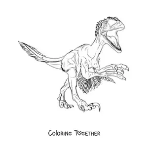 Coloring page of a carnivorous deinonychus
