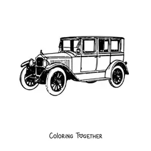 Coloring page of a vintage car
