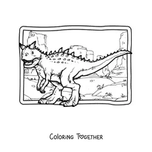 Coloring page of a realistic carnivorous carnotaurus