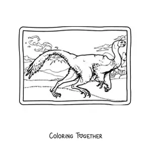 Coloring page of a realistic carnivorous khaan