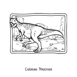 Coloring page of a realistic carnivorous xenotarsosaurus