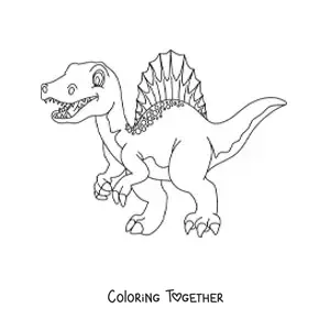 Coloring page of a large animated carnivorous dinosaur