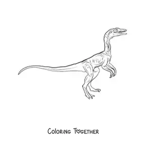 Coloring page of a small realistic carnivorous dinosaur
