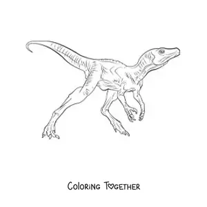Coloring page of a small carnivorous dinosaur