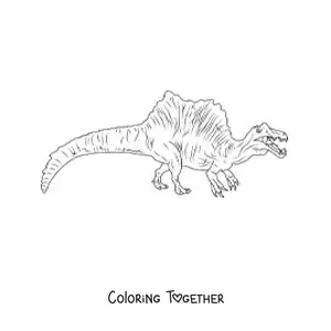 Coloring page of a quadrupedal carnivorous dinosaur