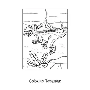 Coloring page of a small dangerous carnivorous dinosaur