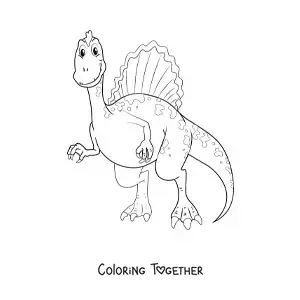 Coloring page of an easy animated carnivorous dinosaur