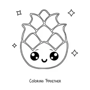 Coloring page of a large kawaii dragon fruit