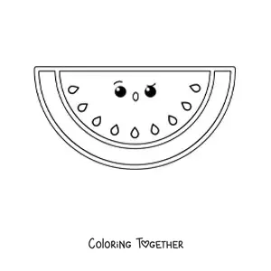 Coloring page of an easy kawaii watermelon