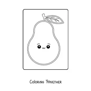 Coloring page of an easy kawaii pear
