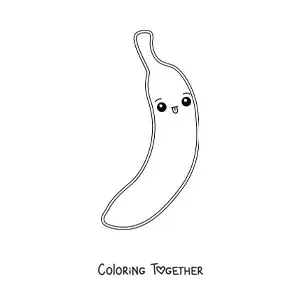 Coloring page of an easy kawaii banana