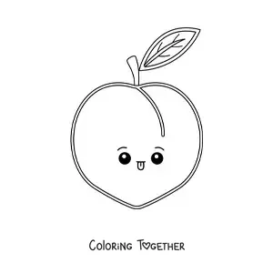 Coloring page of an easy kawaii peach