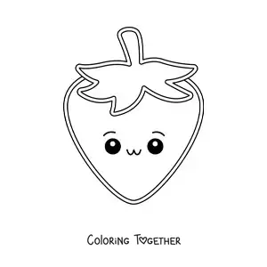 Coloring page of an easy kawaii strawberry
