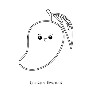 Coloring page of an easy kawaii mango