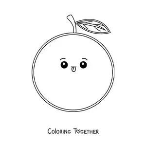 Coloring page of an easy kawaii orange