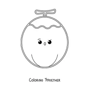 Coloring page of an easy kawaii coconut