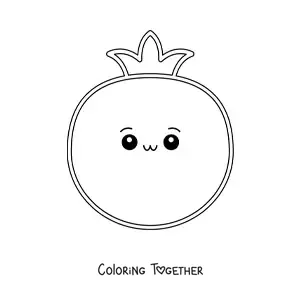 Coloring page of an easy kawaii tomato