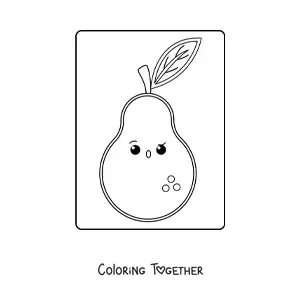 Coloring page of an easy kawaii pear