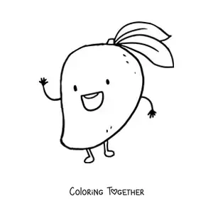 Coloring page of an animated mango