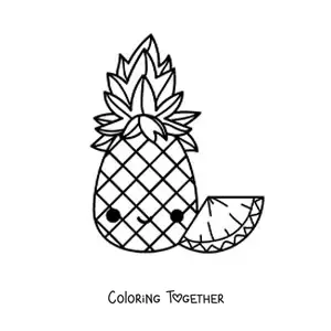 Coloring page of a cute pineapple