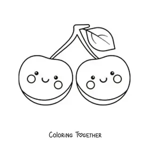 Coloring page of cute cherries