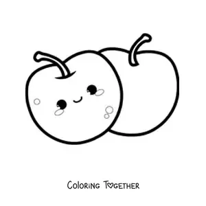 Coloring page of kawaii cherries