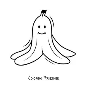 Coloring page of a kawaii banana peel