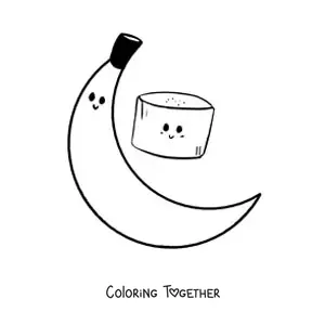 Coloring page of a pretty banana