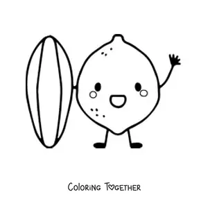 Coloring page of a cute animated lemon