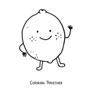Coloring page of an animated lemon