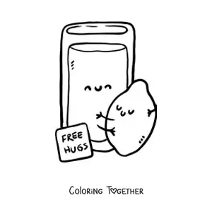 Coloring page of kawaii lemonade
