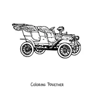 Coloring page of an old Model T car