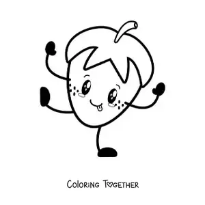 Coloring page of an animated strawberry