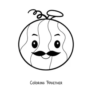 Coloring page of a cute animated watermelon