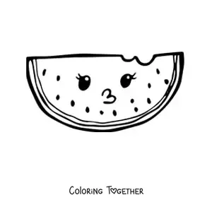 Coloring page of a kawaii watermelon
