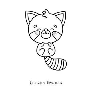 Coloring page of a big kawaii red panda