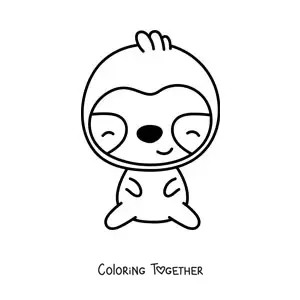 Coloring page of a big kawaii sloth